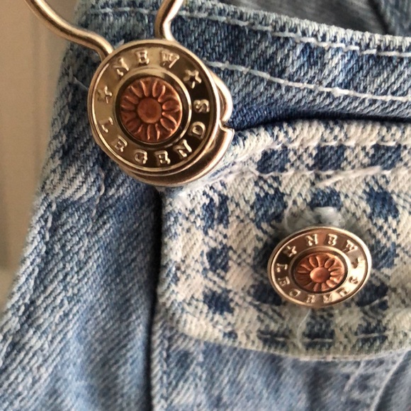 🎀 Cuteness Overload - Suspenders, Gingham, Flowers embroidered cotton jeans - Picture 3 of 6